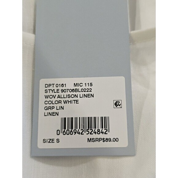 Antonio Melani White Woven Allison Blouse Womens Size Small Puff Sleeve Linen - Picture 8 of 9